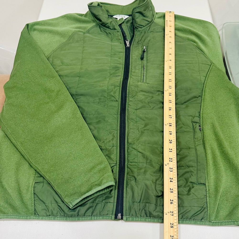 Orvis Full Zip Jacket Mixed Media Olive Green Quilted Lightweight Mens Size XXL - Picture 4 of 9